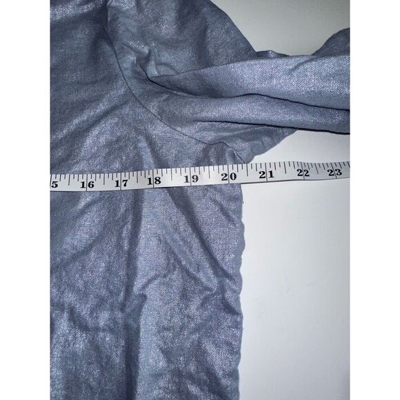 Ellen Tracy Women's Metallic Gray Top Size L | Linen Rayon | Long Sleeve Blouse - Picture 3 of 8